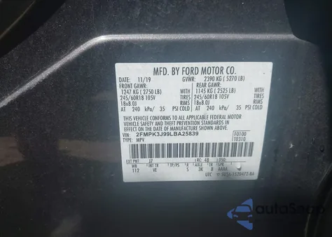 2020 Ford Edge Sel z USA, uszkodzony, nr VIN 2FMPK3J99LBA25839